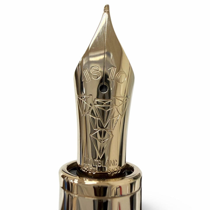 極美品□MONTBLANC モンブラン マイスターシュテュック ソリテール 146 ジオメトリー ル・グラン 18K Mニブ 万年筆 ゴールド ドイツ製