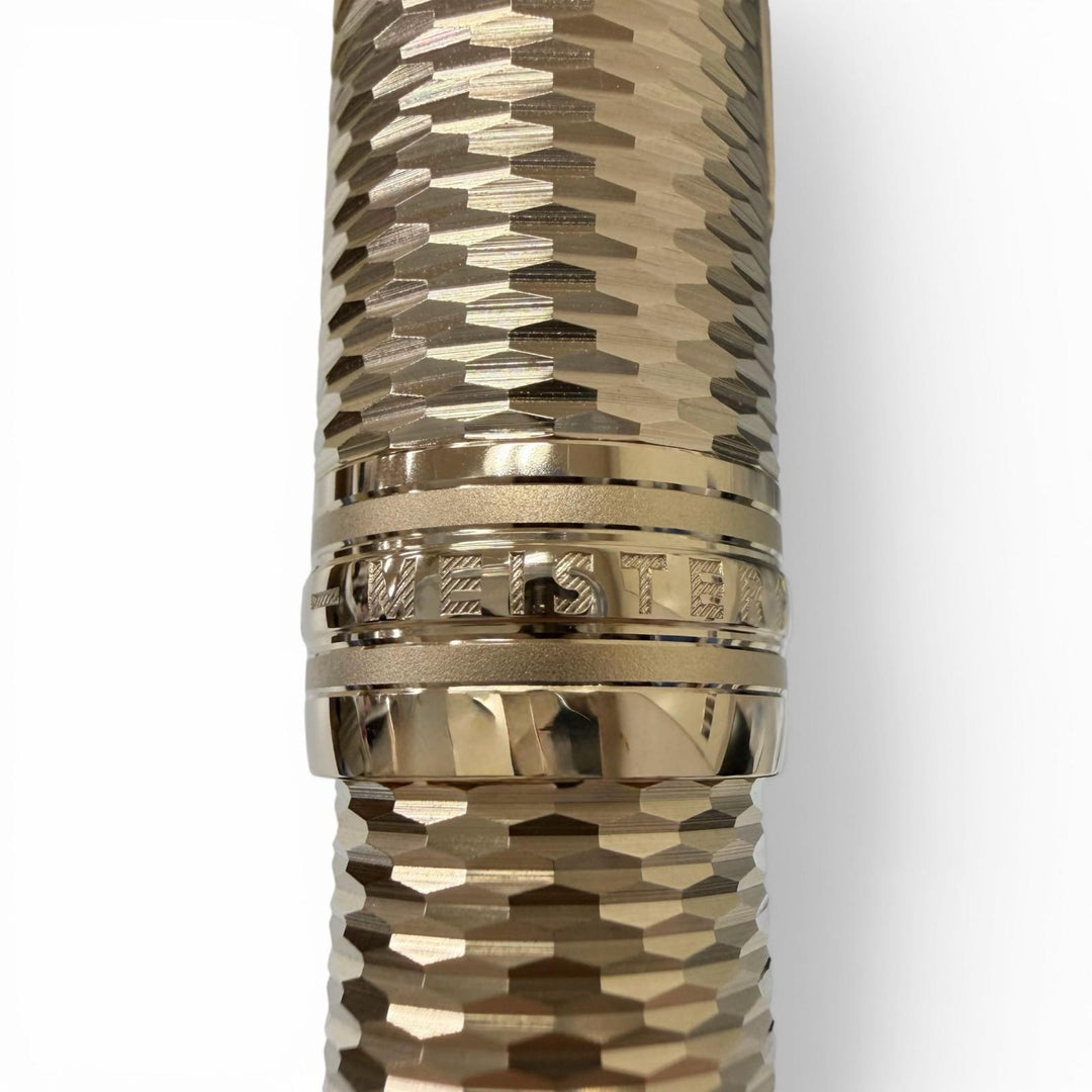 極美品□MONTBLANC モンブラン マイスターシュテュック ソリテール 146 ジオメトリー ル・グラン 18K Mニブ 万年筆 ゴールド ドイツ製