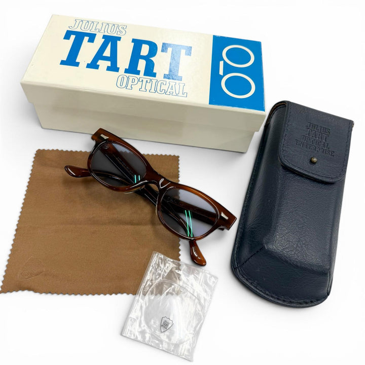 極美品▼JULIUS TART OPTICAL ジュリアスタートオプティカル COUNTDOWN マーブル柄 アイウェア サングラス クリアブラウン 44 22 箱付き