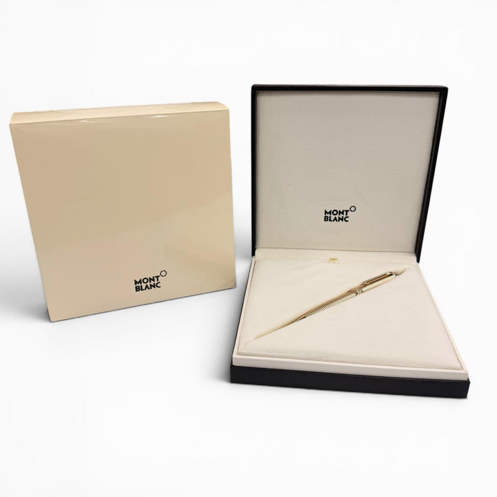 極美品◇MONTBLANC マイスターシュテュック ソリテール ジオメトリー ミッドサイズ ボールペン シャンパンゴールド 筆記確認済み