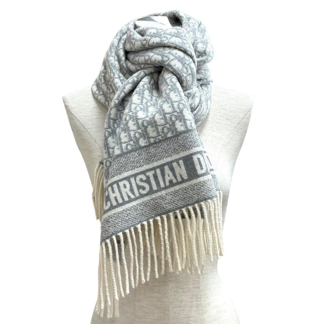 美品★Christian Dior クリスチャンディオール 01CDO309I093 ディオール オブリーク カシミヤ 現行品 マフラー 正規品 定価220000円