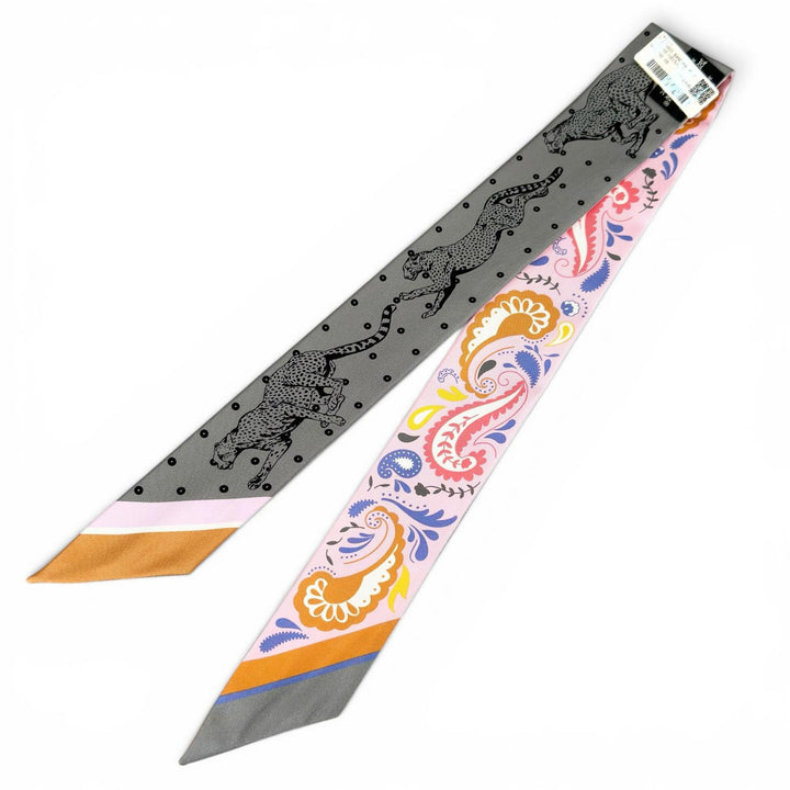 未使用品▲HERMES エルメス 064179S ツイリー GUEPARDS BANDANA チーター バンダナ シルク100％ スカーフ マルチ フランス製 レディース
