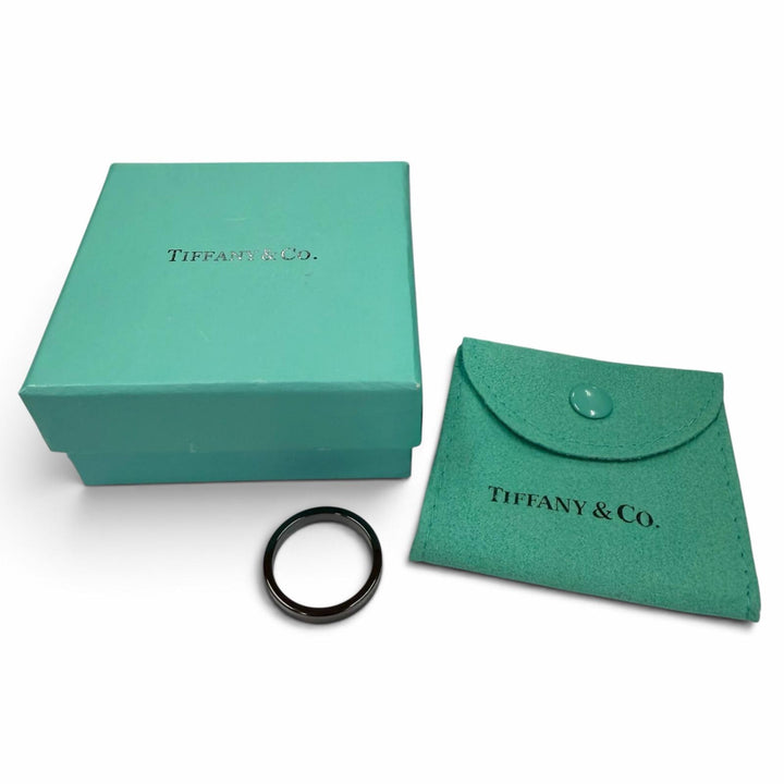極美品▼TIFFANY&amp;Co. ティファニー 1837 ナローリング チタン 指輪 ブラック JP24号 重量2.79g メンズ アクセサリー 箱・保存袋付き