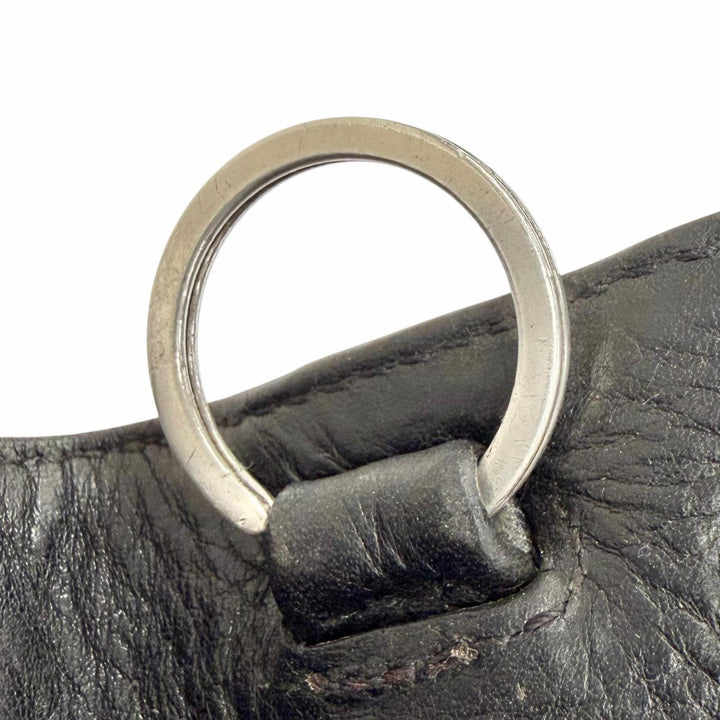 美品△CHROME HEARTS クロムハーツ クロスボールボタン レザー キーケース インヴォイス(2013年)付き ブラック シルバー金具 メンズ