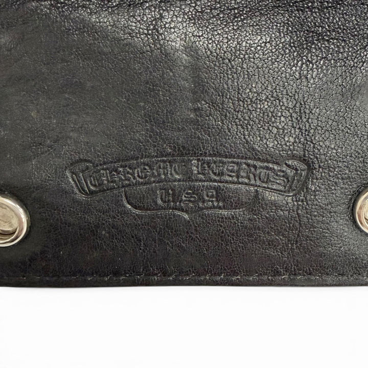 美品△CHROME HEARTS クロムハーツ クロスボールボタン レザー キーケース インヴォイス(2013年)付き ブラック シルバー金具 メンズ