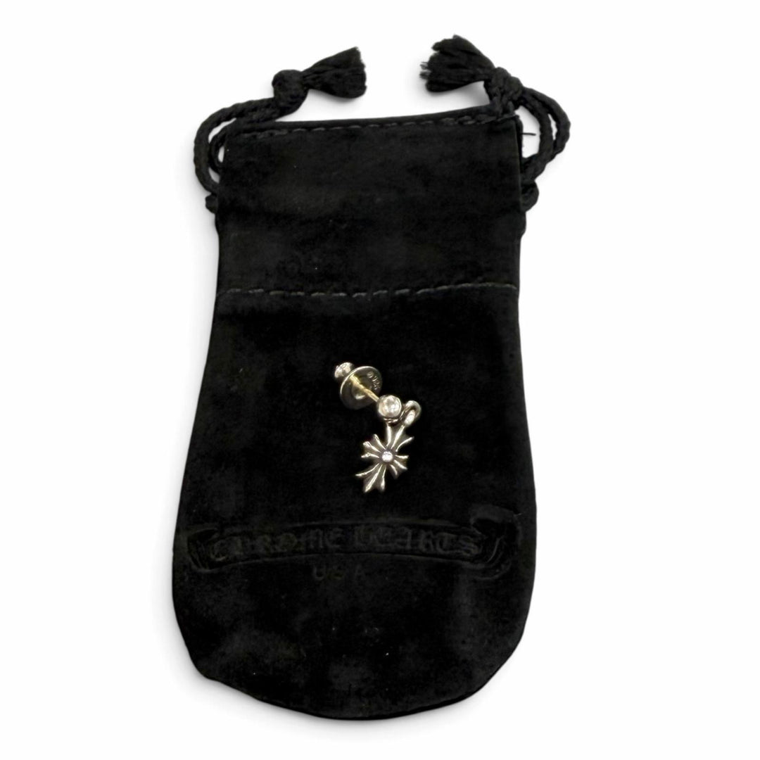 美品★CHROME HEARTS クロムハーツ タイニーECHプラス 925 14K ドロップ ピアス 片耳用 ポスト14K キャッチ925 シルバー 重量1.2g 袋付