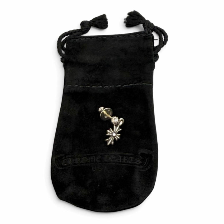 美品★CHROME HEARTS クロムハーツ タイニーECHプラス 925 14K ドロップ ピアス 片耳用 ポスト14K キャッチ925 シルバー 重量1.2g 袋付