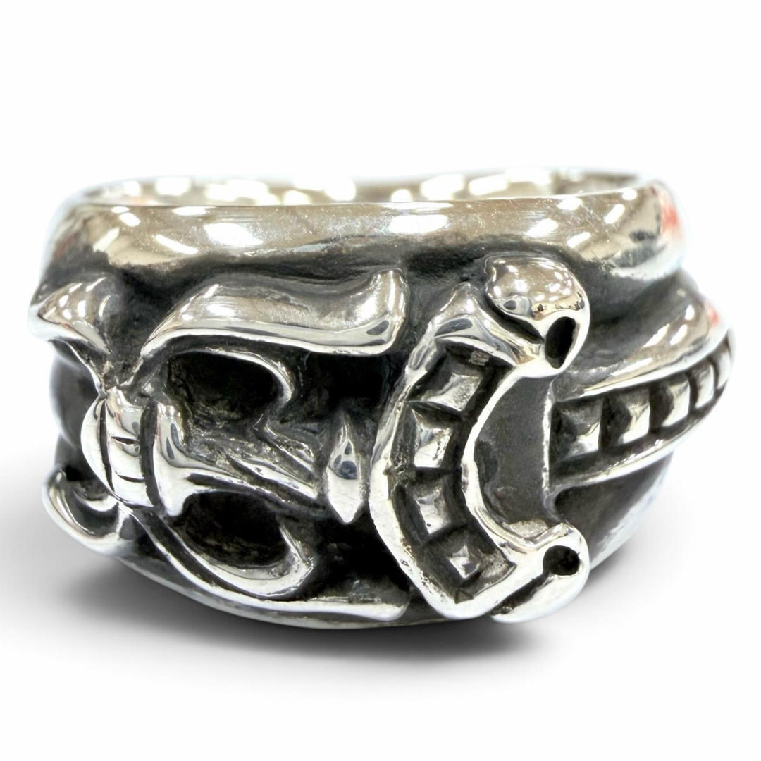 極美品☆CHROME HEARTS クロムハーツ 925 ダガー リング 4ライン アクセサリー シルバー JP22号相当 重量17.0g メンズ 保存袋付