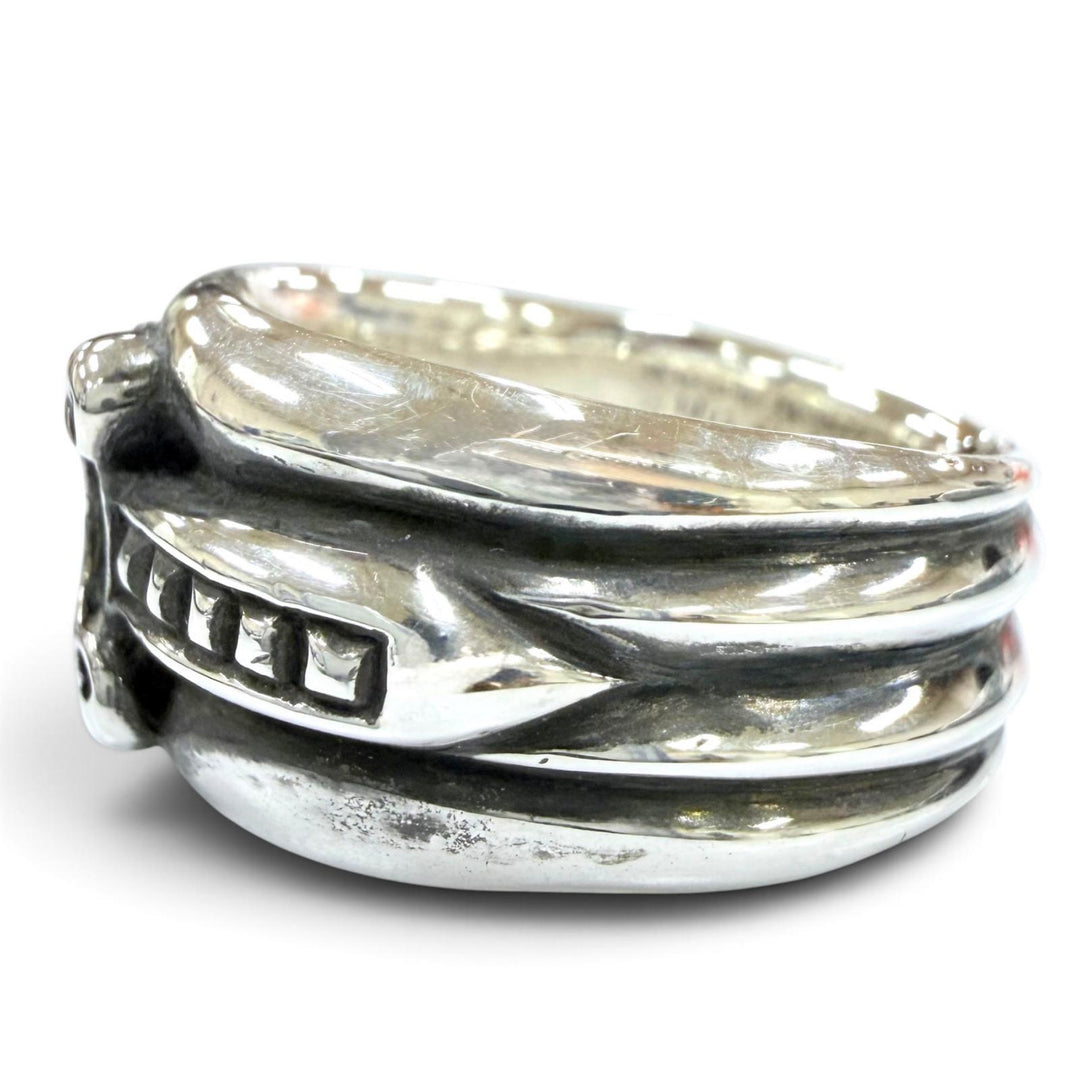 極美品☆CHROME HEARTS クロムハーツ 925 ダガー リング 4ライン アクセサリー シルバー JP22号相当 重量17.0g メンズ 保存袋付