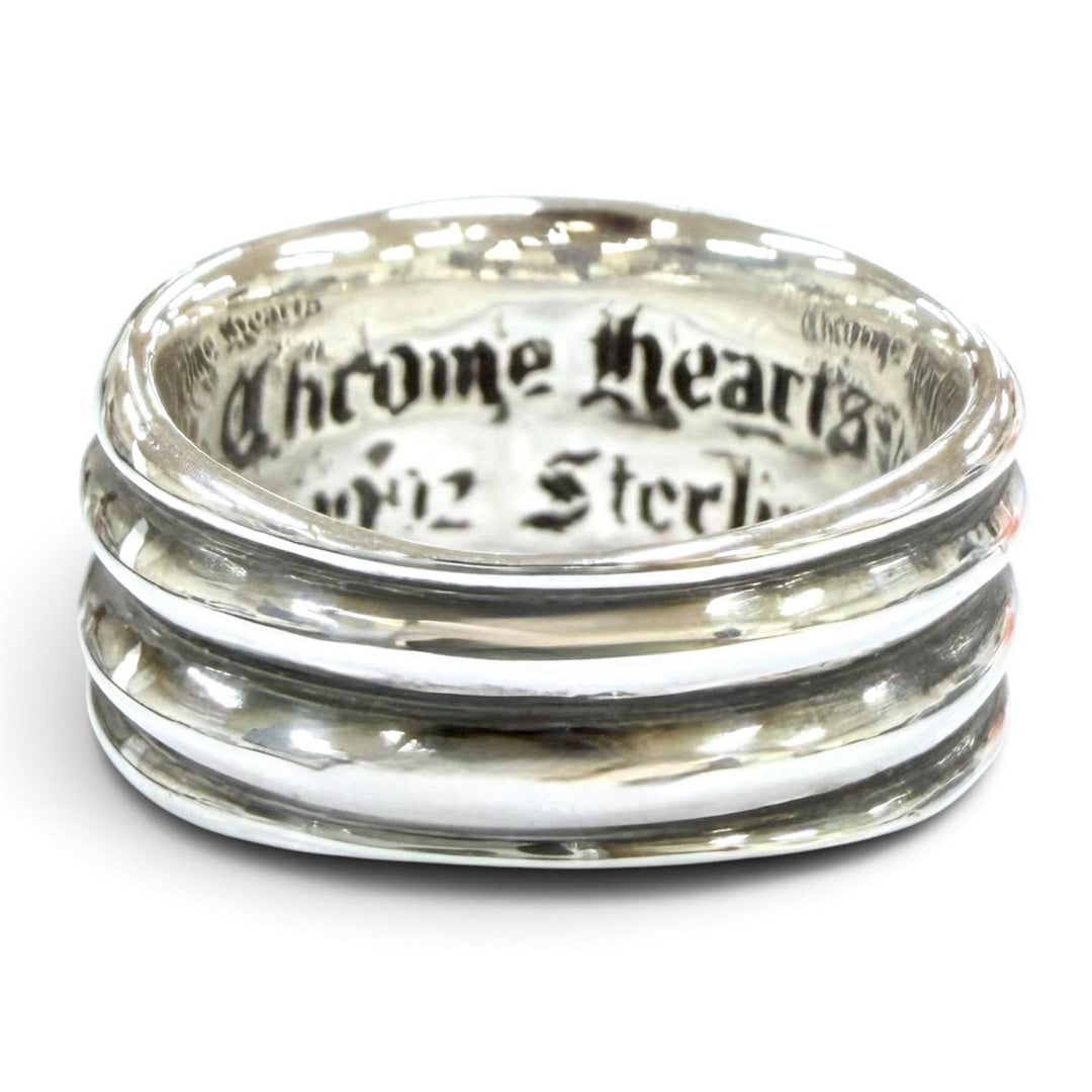 極美品☆CHROME HEARTS クロムハーツ 925 ダガー リング 4ライン アクセサリー シルバー JP22号相当 重量17.0g メンズ 保存袋付