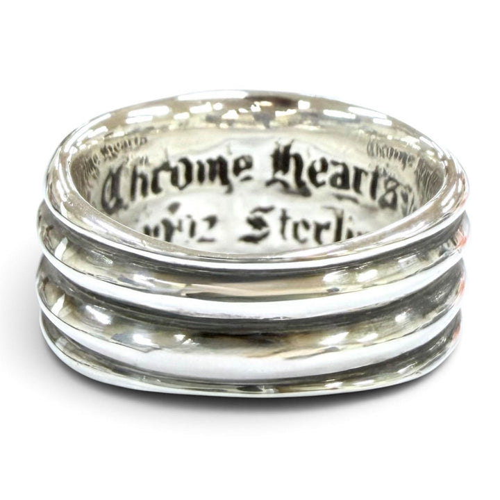 極美品☆CHROME HEARTS クロムハーツ 925 ダガー リング 4ライン アクセサリー シルバー JP22号相当 重量17.0g メンズ 保存袋付