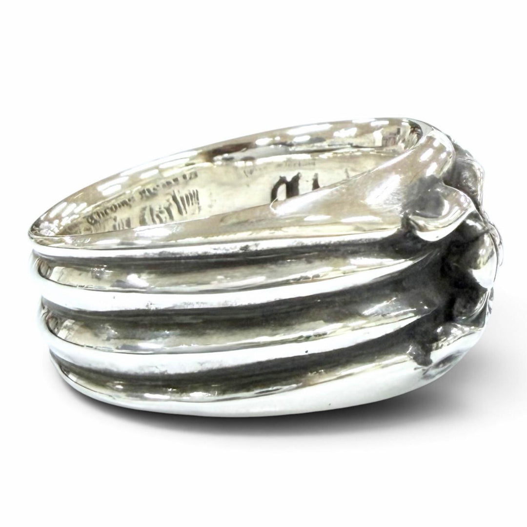 極美品☆CHROME HEARTS クロムハーツ 925 ダガー リング 4ライン アクセサリー シルバー JP22号相当 重量17.0g メンズ 保存袋付
