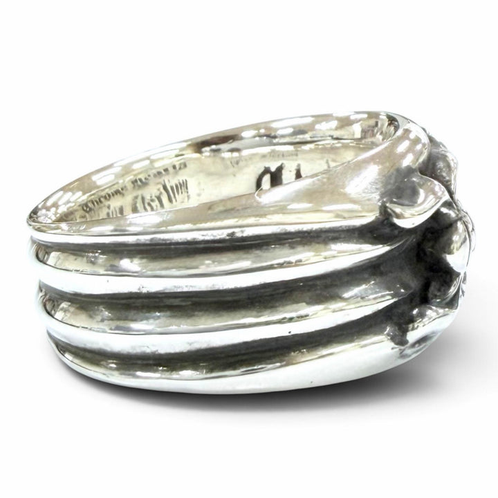 極美品☆CHROME HEARTS クロムハーツ 925 ダガー リング 4ライン アクセサリー シルバー JP22号相当 重量17.0g メンズ 保存袋付