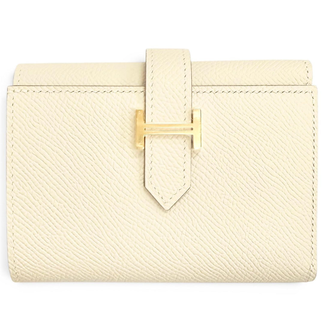 未使用品△HERMES エルメス ベアンコンビネ ヴェルソ ヴォーエプソン クレ ゴールド ゴールド金具 三つ折り財布 W刻印 フランス製 箱付き