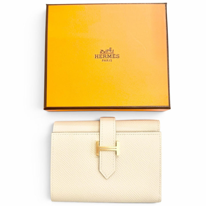 未使用品△HERMES エルメス ベアンコンビネ ヴェルソ ヴォーエプソン クレ ゴールド ゴールド金具 三つ折り財布 W刻印 フランス製 箱付き