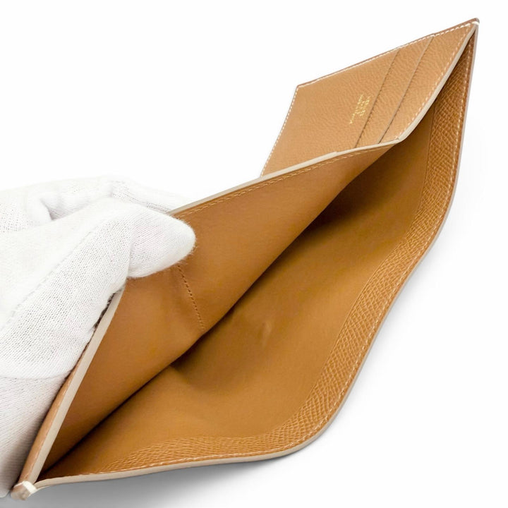 未使用品△HERMES エルメス ベアンコンビネ ヴェルソ ヴォーエプソン クレ ゴールド ゴールド金具 三つ折り財布 W刻印 フランス製 箱付き