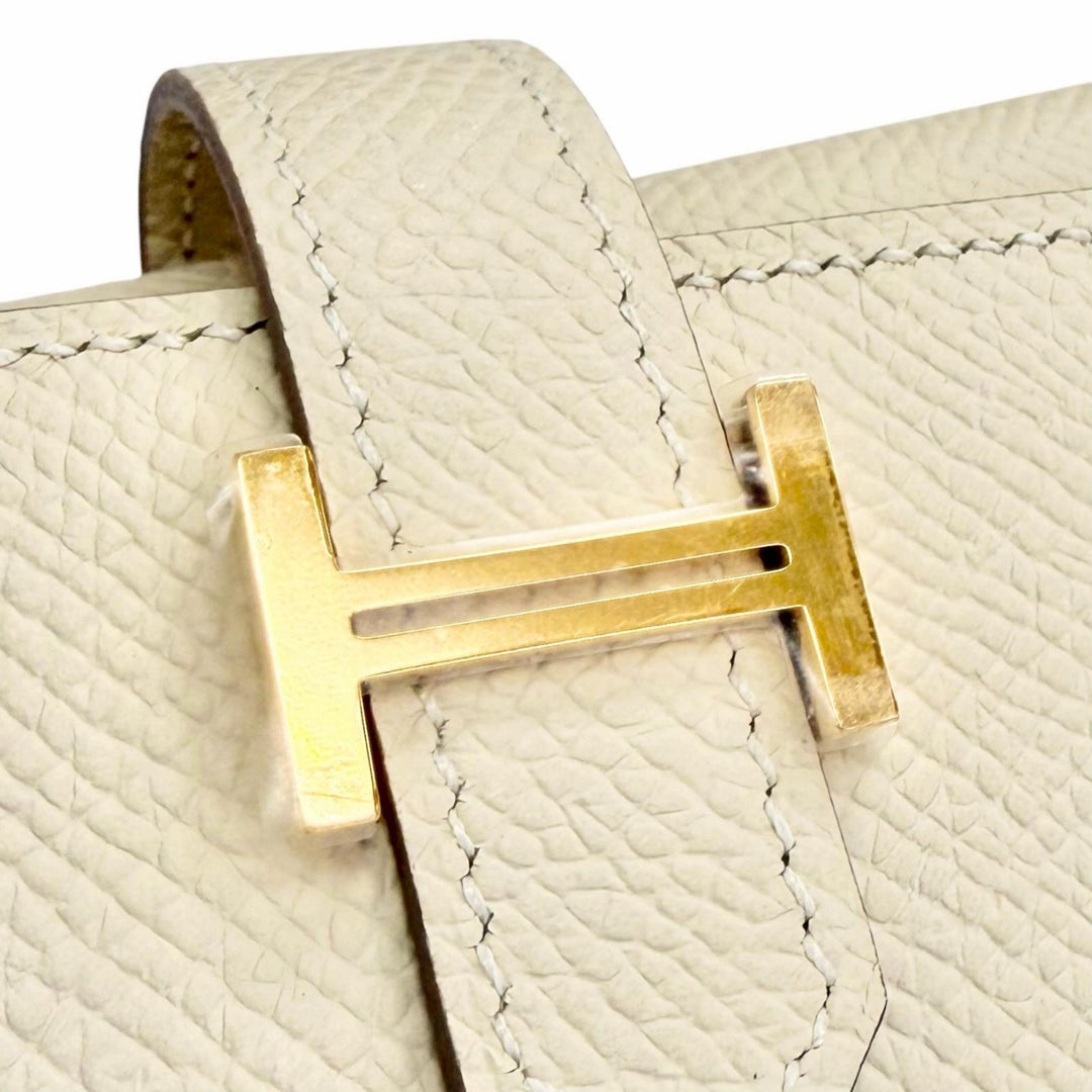 未使用品△HERMES エルメス ベアンコンビネ ヴェルソ ヴォーエプソン クレ ゴールド ゴールド金具 三つ折り財布 W刻印 フランス製 箱付き