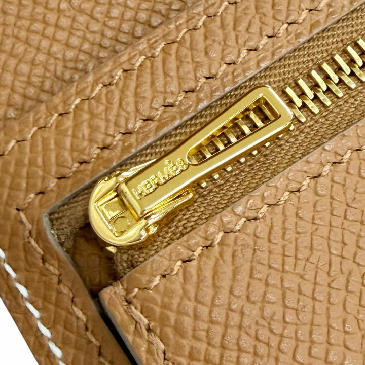 未使用品△HERMES エルメス ベアンコンビネ ヴェルソ ヴォーエプソン クレ ゴールド ゴールド金具 三つ折り財布 W刻印 フランス製 箱付き