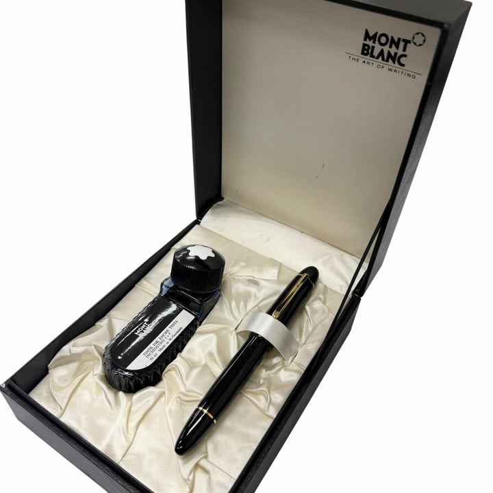 極美品□MONTBLANC モンブラン マイスターシュテュック 149 ペン先18K Fニブ 万年筆 ブラック ゴールド ドイツ製 メンズオススメ 箱付き