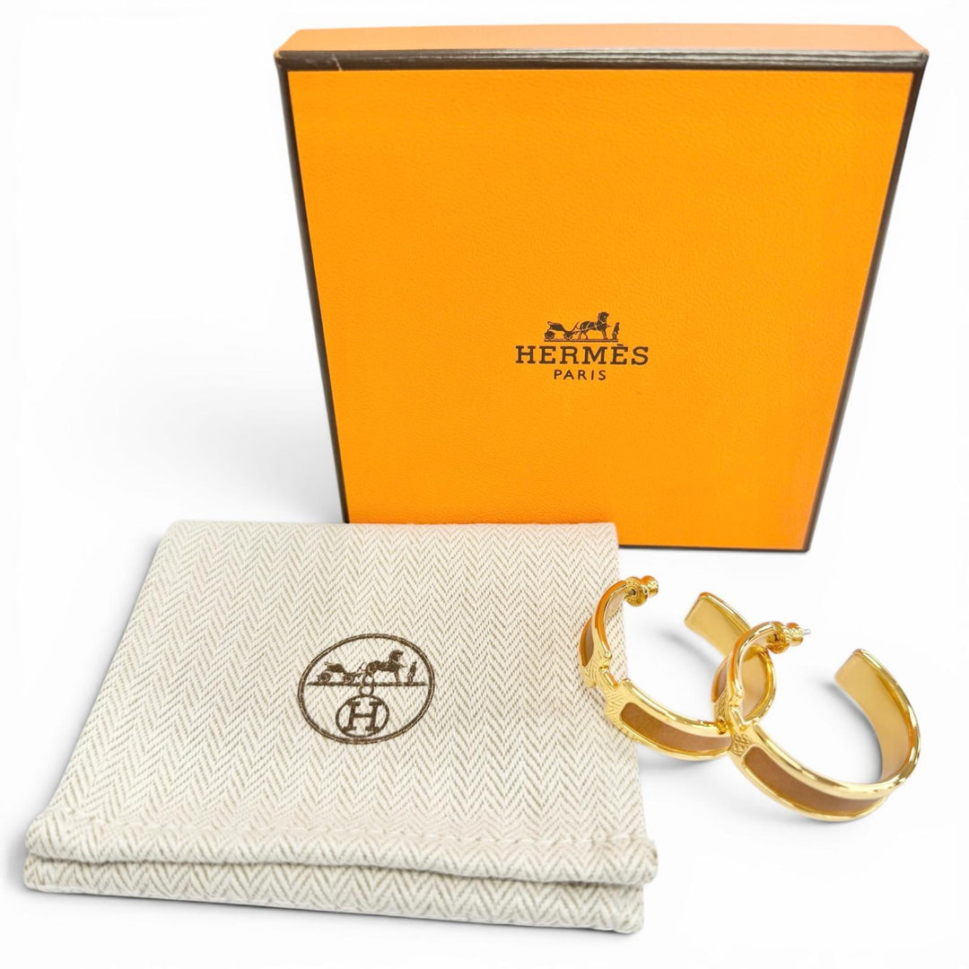 未使用品△HERMES エルメス オランプ GM ピアス ゴールド ゴールド金具 両耳用 アクセサリー フランス製 レディース 箱・保存袋付き