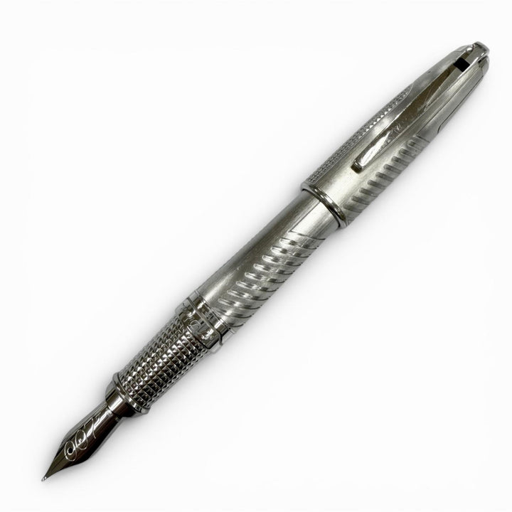 良品▼Dupont デュポン ジェームズボンド 007 リミテッドエディション ペン先18K Fニブ 万年筆 シルバー メンズ