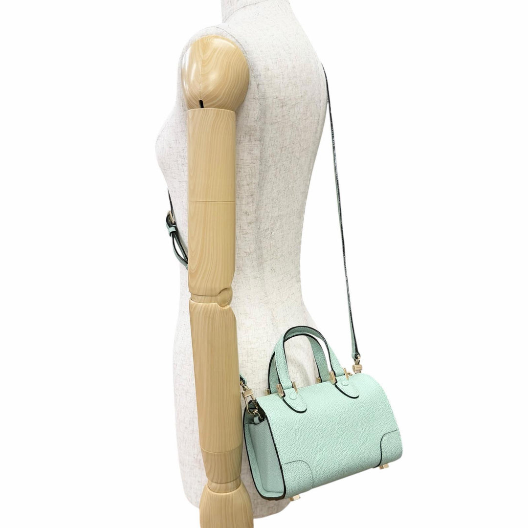 未使用品△Valextra ヴァレクストラ WBBB0030028LOC99 バビラ マイクロ レザー 2WAY ハンドバッグ ショルダーバッグ ミントグリーン 伊製