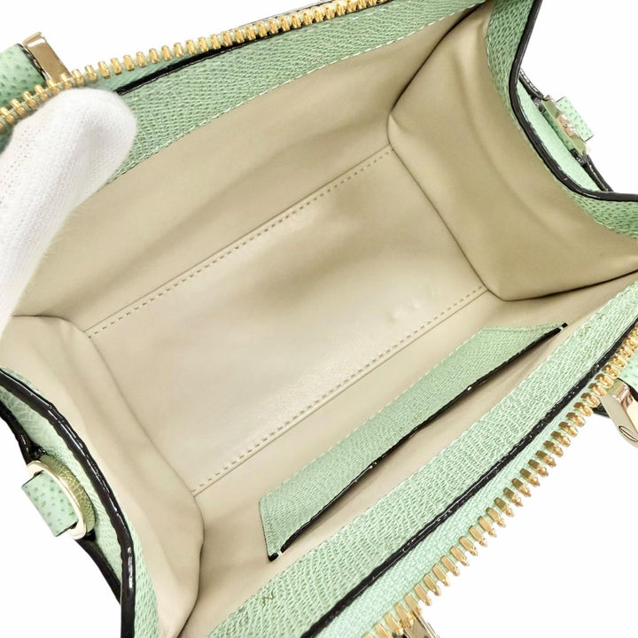 未使用品△Valextra ヴァレクストラ WBBB0030028LOC99 バビラ マイクロ レザー 2WAY ハンドバッグ ショルダーバッグ ミントグリーン 伊製