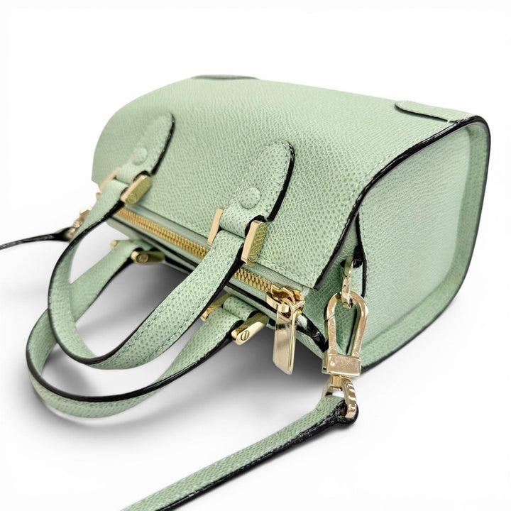未使用品△Valextra ヴァレクストラ WBBB0030028LOC99 バビラ マイクロ レザー 2WAY ハンドバッグ ショルダーバッグ ミントグリーン 伊製
