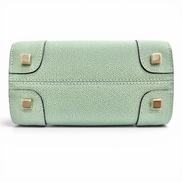 未使用品△Valextra ヴァレクストラ WBBB0030028LOC99 バビラ マイクロ レザー 2WAY ハンドバッグ ショルダーバッグ ミントグリーン 伊製