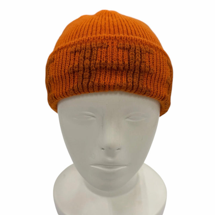 極美品◇HERMES エルメス ヴィンテージ カシミヤ100％ マルジェラ期 H柄編み ビーニー ニット帽 ニットキャップ オレンジ ME 伊製 正規品
