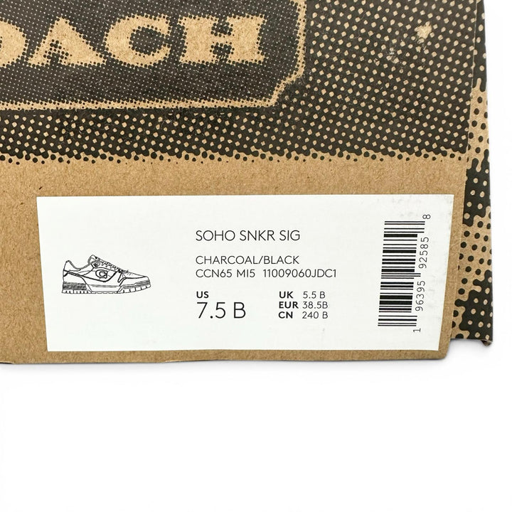 未使用品▲COACH コーチ CCN65 SOHO ソーホー シグネチャーキャンバス Cロゴ スニーカー チャコール ブラック 7.5 レディース 箱付き