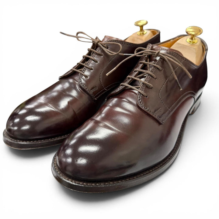極美品□ALDEN オールデン 5350 コードバン プレーントゥ ブルーチャー ドレスシューズ バーガンディ 7.5 USA製 メンズ 保存袋付き