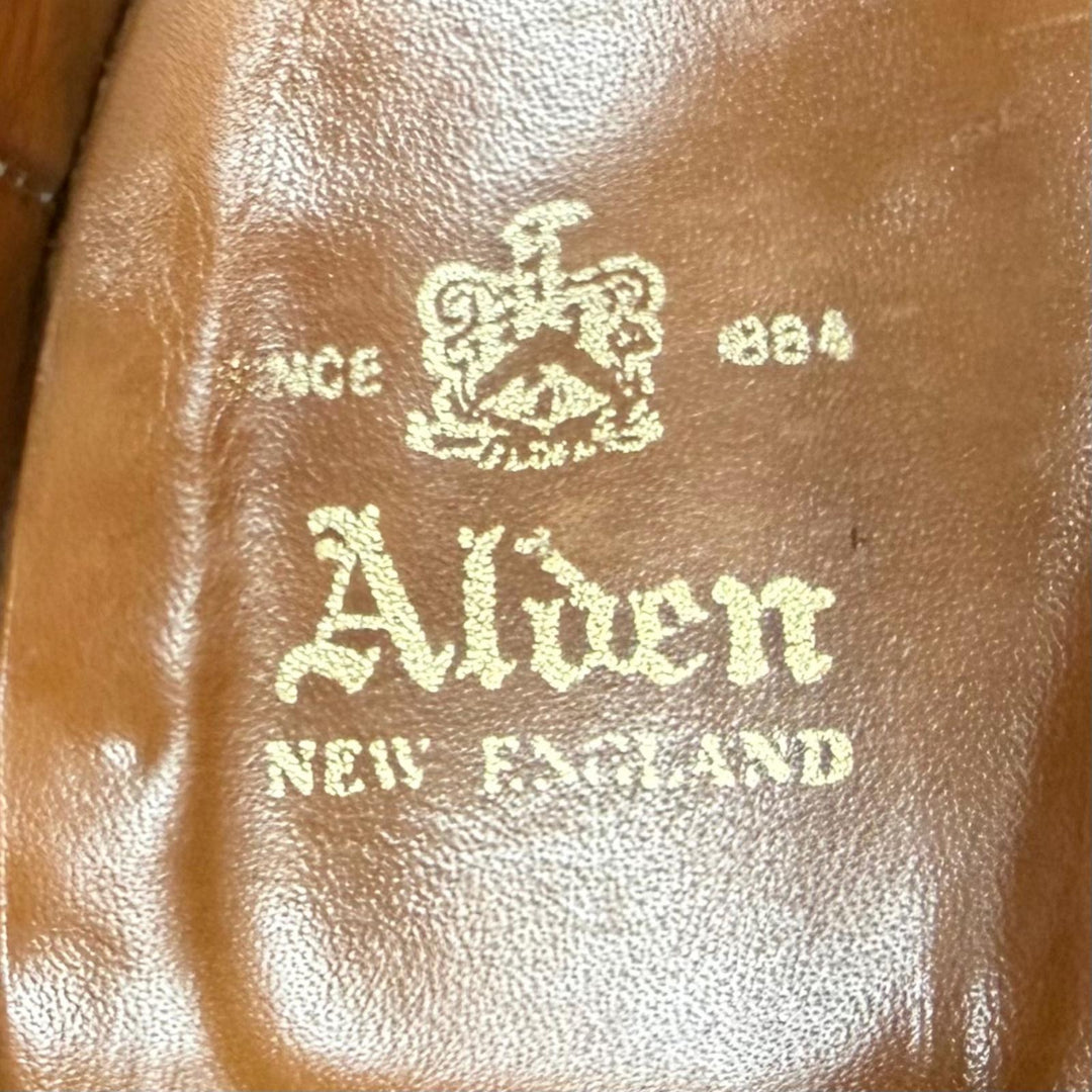 極美品□ALDEN オールデン 5350 コードバン プレーントゥ ブルーチャー ドレスシューズ バーガンディ 7.5 USA製 メンズ 保存袋付き