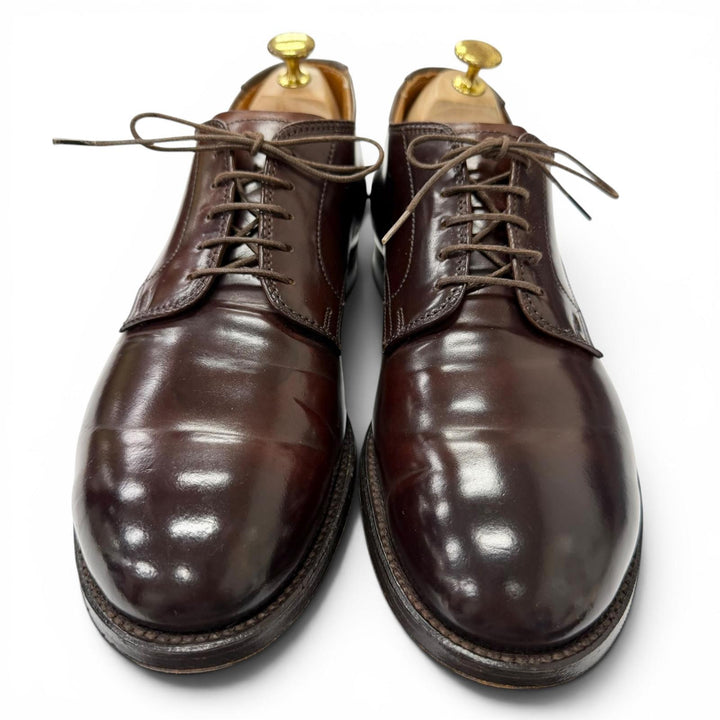 極美品□ALDEN オールデン 5350 コードバン プレーントゥ ブルーチャー ドレスシューズ バーガンディ 7.5 USA製 メンズ 保存袋付き