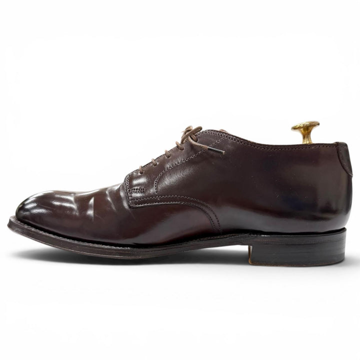 極美品□ALDEN オールデン 5350 コードバン プレーントゥ ブルーチャー ドレスシューズ バーガンディ 7.5 USA製 メンズ 保存袋付き