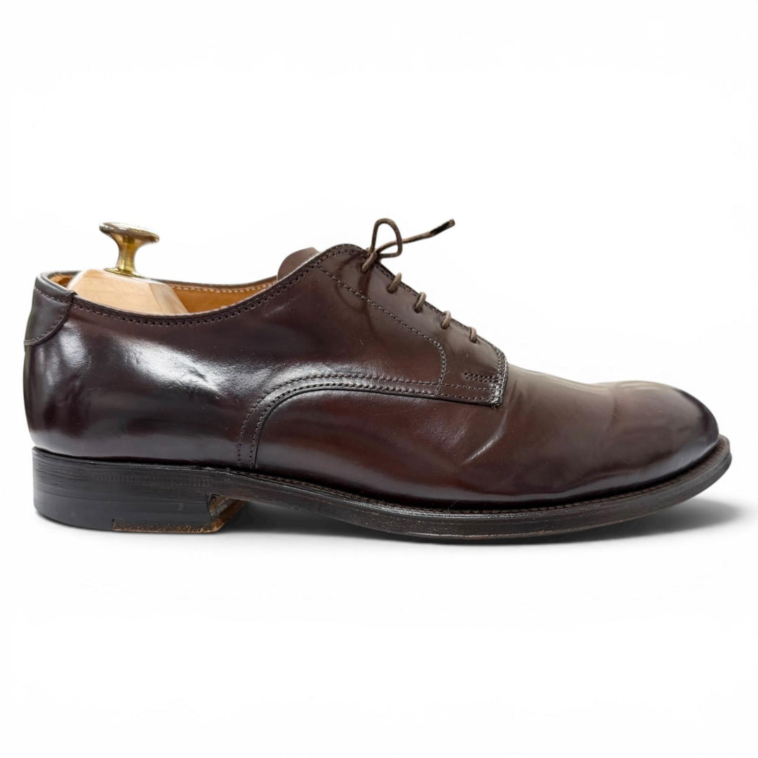 極美品□ALDEN オールデン 5350 コードバン プレーントゥ ブルーチャー ドレスシューズ バーガンディ 7.5 USA製 メンズ 保存袋付き