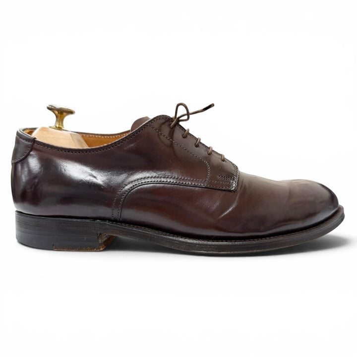 極美品□ALDEN オールデン 5350 コードバン プレーントゥ ブルーチャー ドレスシューズ バーガンディ 7.5 USA製 メンズ 保存袋付き