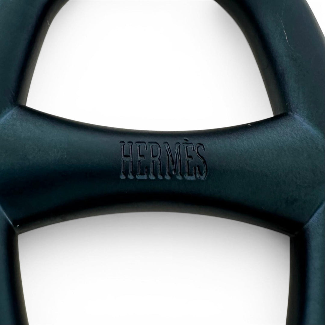 極美品▲HERMES エルメス メタル シェーヌダンクル スカーフリング ネイビー フランス製 レディース