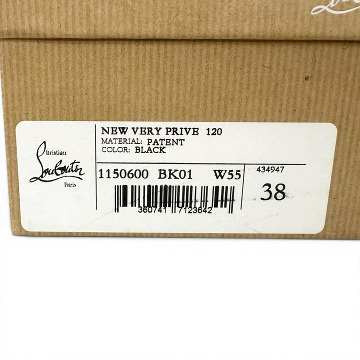 美品▲Christian Louboutin クリスチャンルブタン 1150600 NEW VERY PRIVE パテントレザー パンプス ブラック 38 伊製 箱・保存袋付き