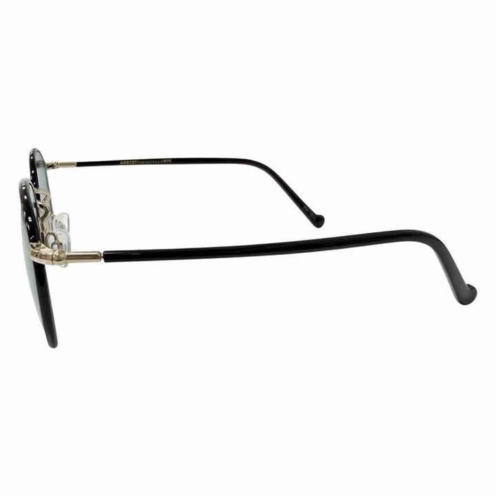 美品□MOSCOT モスコット ZEV/ゼヴ ボストンフレーム サングラス アイウェア ブラック ブルーレンズ 46□21-145 メンズ 箱・ケース付き