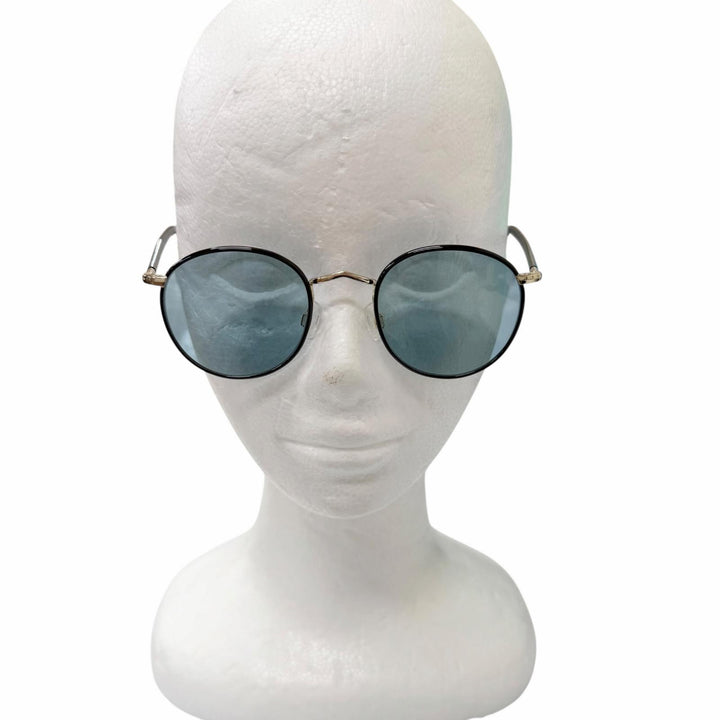 美品□MOSCOT モスコット ZEV/ゼヴ ボストンフレーム サングラス アイウェア ブラック ブルーレンズ 46□21-145 メンズ 箱・ケース付き