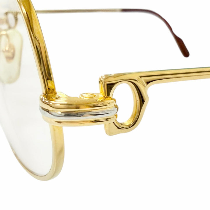 美品□Cartier カルティエ ヴィンテージ トリニティ メガネ 眼鏡 アイウェア ゴールド ボルドー 58□18 フランス製 メンズオススメ◎