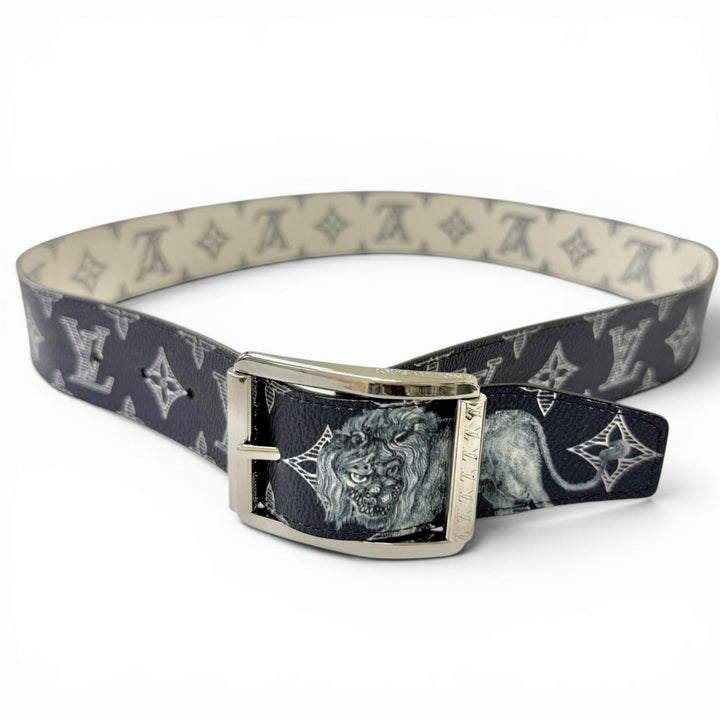 極美品□LOUIS VUITTON ルイヴィトン MP010V サンチュール リヴェルソ チャップマンブラザーズ モノグラム サバンナ レザーベルト メンズ