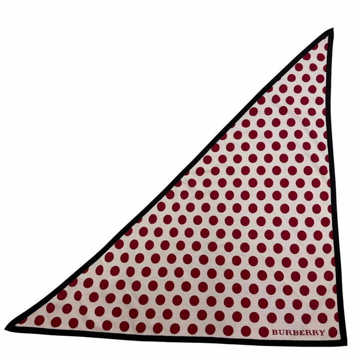 未使用品☆BURBERRY バーバリー ウール カシミヤ ドット柄 トライアングル 大判 ショール ホワイト レッド 180×85cm イタリア製 正規品