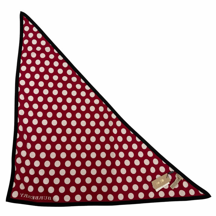 未使用品☆BURBERRY バーバリー ウール カシミヤ ドット柄 トライアングル 大判 ショール ホワイト レッド 180×85cm イタリア製 正規品