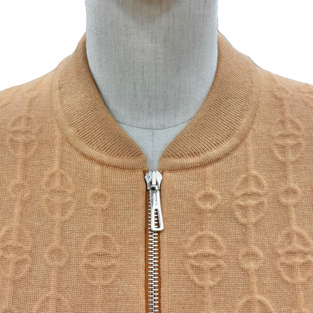 極美品◇HERMES エルメス 22SS 2E2201D3 クリケティス カシミヤ シルク混 ZIPUP ニット ブルゾン ブラウン系 36 イタリア製 レディース