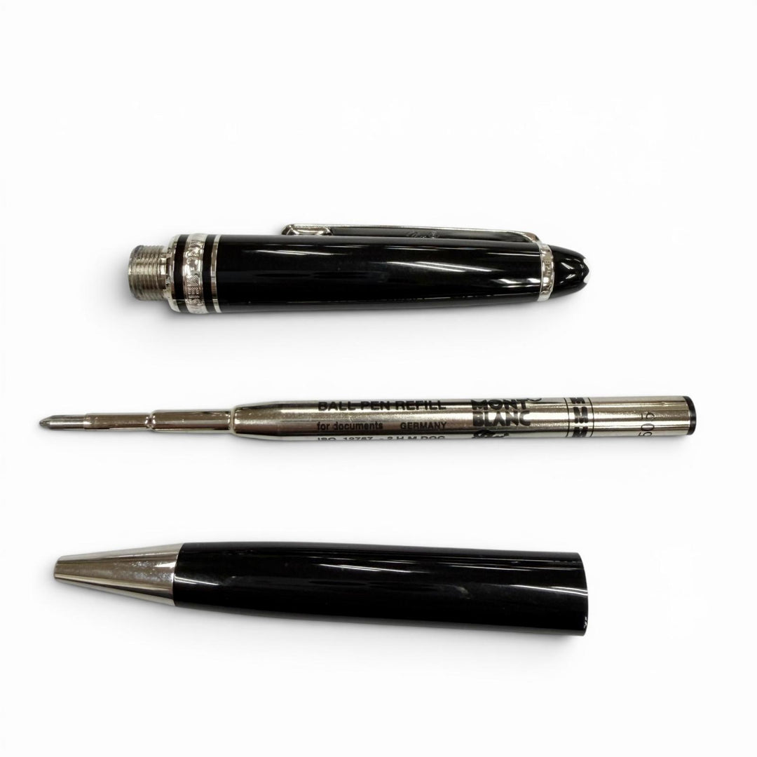 美品▼MONTBLANC モンブラン マイスターシュテュック プラチナライン ホワイトスター ツイスト式 ボールペン ブラック シルバー 筆記◎