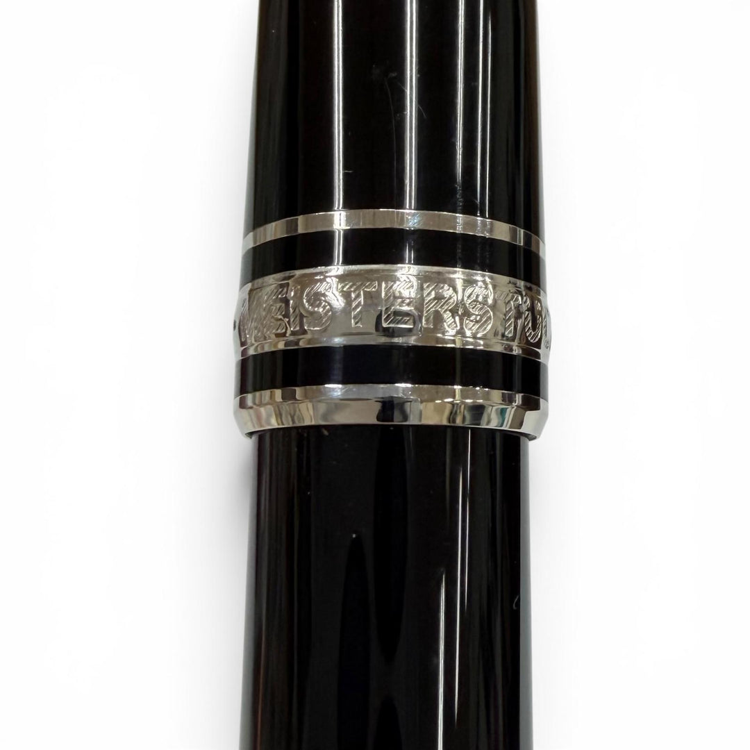 美品▼MONTBLANC モンブラン マイスターシュテュック プラチナライン ホワイトスター ツイスト式 ボールペン ブラック シルバー 筆記◎