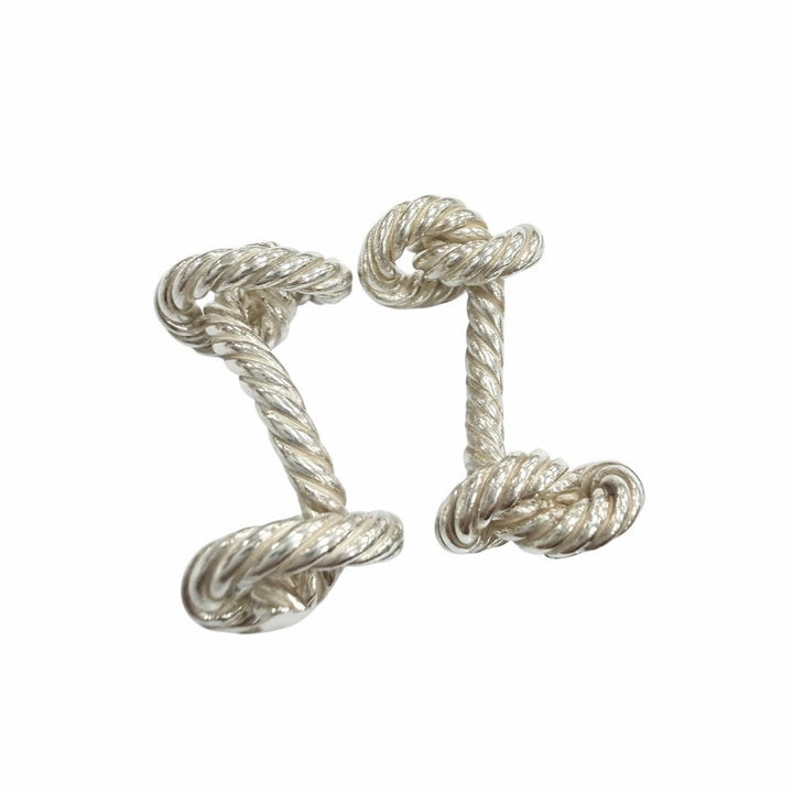 美品▼HERMES エルメス 925 ロープモチーフ カフスボタン カフリンクス シルバー フランス製 総重量13.85g メンズ アクセサリー