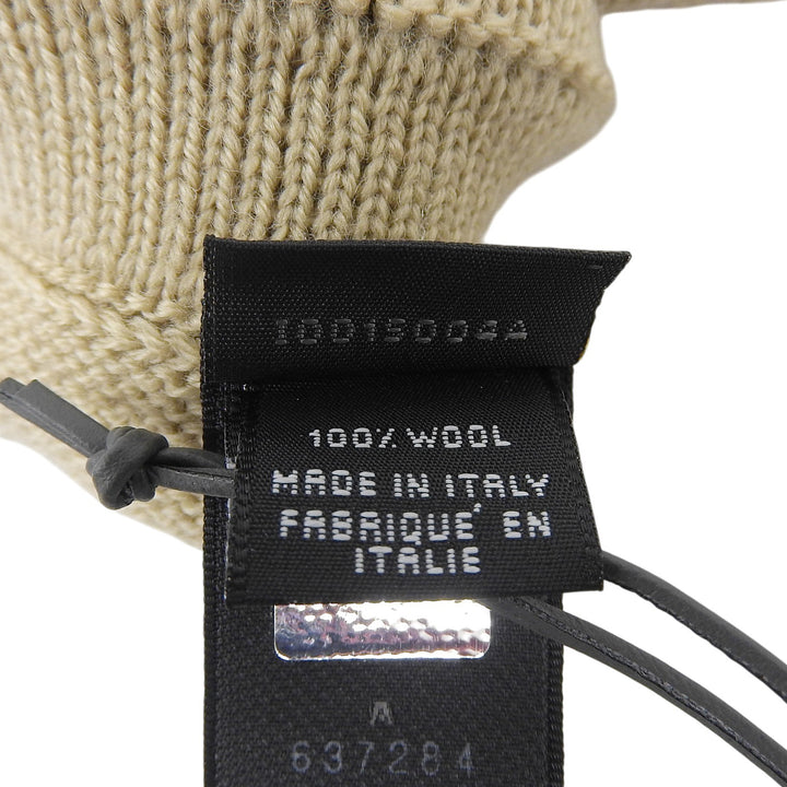 未使用品▲FENDI フェンディ ウール100％ ズッキーノ FFロゴ ニットグローブ 手袋 ベージュ TU イタリア製 レディース
